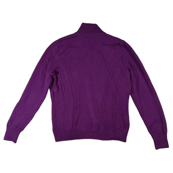 Tommy Hilfiger Y2K Purple Knit Zip Up Sweater Jacket Sweatshirt Cardigan - Picture 4 of 5